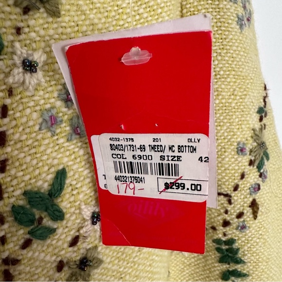 Oilily Yellow Embroidered Vintage Style Wool Blend Midi Skirt Size Medium - Picture 8 of 9